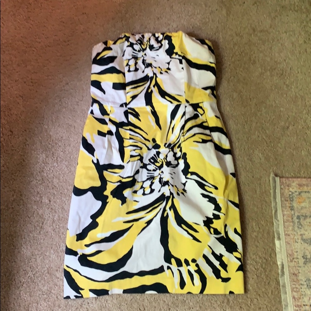 Black and Yellow Strapless Dress